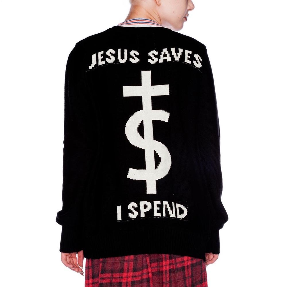 UNIF Jesus Saves I Spend Cardigan